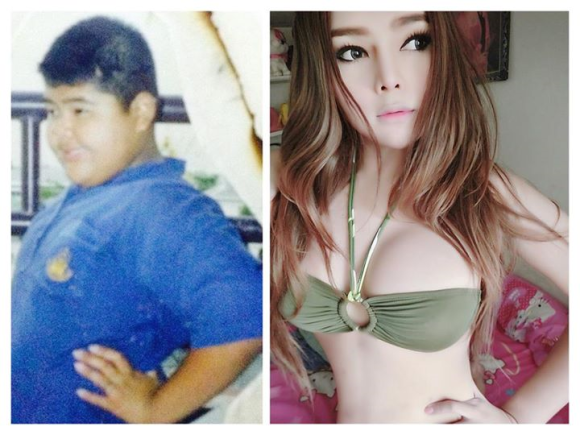 صورة صور غير معقولة لفتىً تايلندي بدين تحول إلى فتاة جذابة