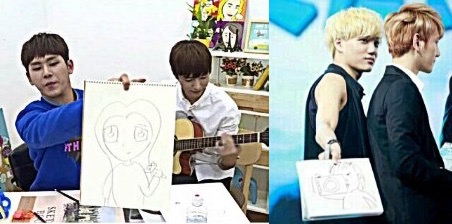 صورة معجبات كاي يتهمنه بتحقيرهن بمقارنة رسمته القبيحة لهن مع رسمة هويا لمعجباته