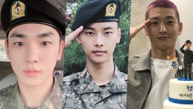 صورة كي من شايني، و N من ڤيكس، و جونغ جينوون من 2AM أنهوا خدمتهم العسكرية الإلزامية اليوم